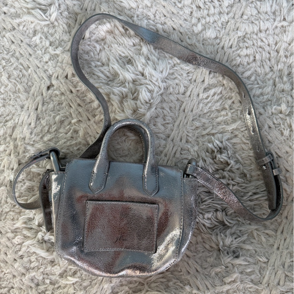 J. Crew Metallic Silver Crossbody Bag